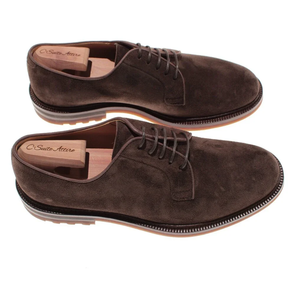 Brunello Cucinelli NWB Derby Dress Shoes Size 43 (US 10) in Brown Suede